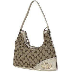 Gucci GG Pattern Shoulder Bag Logo Canvas Beige Ivory